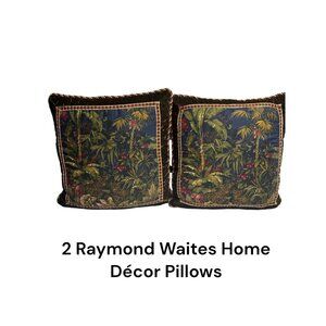 Raymond Waites Tropical Jungle & Leopard Print Decorative Throw Pillow Set